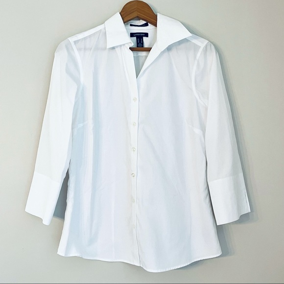 Lands' End Tops - Lands’ End White Crisp No Iron Broadcloth Button Down Shirt 8